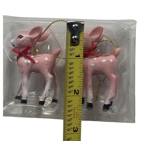 Pink Reindeer Fawn Christmas Ornament Box of 2 Target Wondershop New - Picture 3 of 5